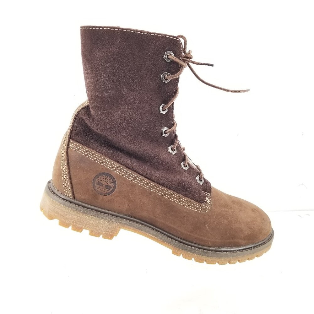 Timberland Jayne Boots Women's Waterproof Brown Teddy Fleece Fold Down Sz 9